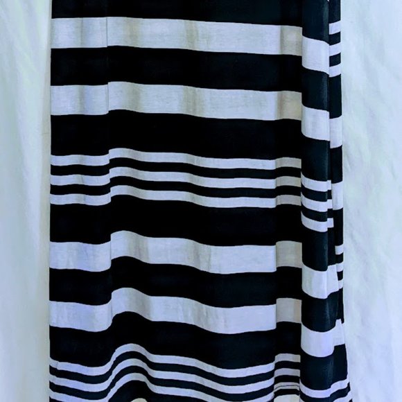 Connection Womens Fitted Size XL Black and White Striped Strapless T Shirt Dress - Picture 3 of 4